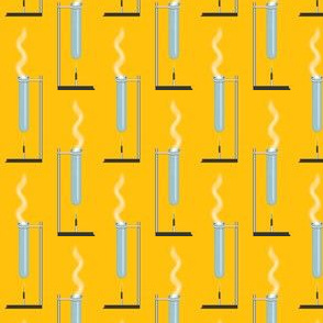 Test Tubes & Bunsen Burners on Yellow, Small
