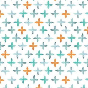 Painted Watercolor Cross – Teal Aqua Mint Orange, Small