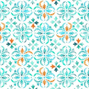 Watercolor Moroccan Tile – Teal Aqua Mint, Small