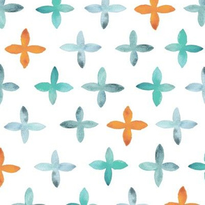 Painted Watercolor Cross – Teal Aqua Mint Orange, Large