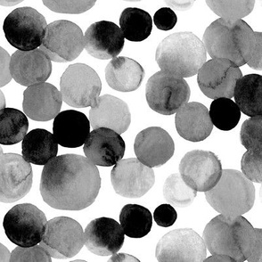 Watercolor Circles - Black, White, and Gray