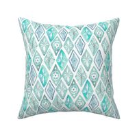 Watercolor Moroccan Pattern  – Teal Aqua Mint, Small