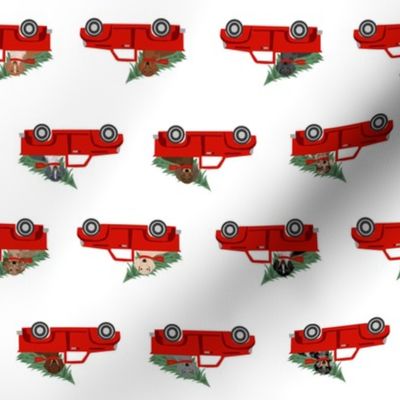 christmas dachshund red truck fabric - cute doxie fabric, cute dachshund fabric, dog fabric, dog design,  - red truck fabric 