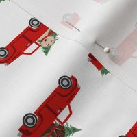 christmas dachshund red truck fabric - cute doxie fabric, cute dachshund fabric, dog fabric, dog design,  - red truck fabric 