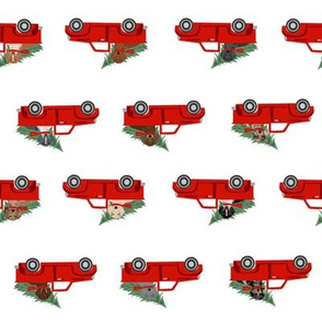 christmas dachshund red truck fabric - cute doxie fabric, cute dachshund fabric, dog fabric, dog design,  - red truck fabric 