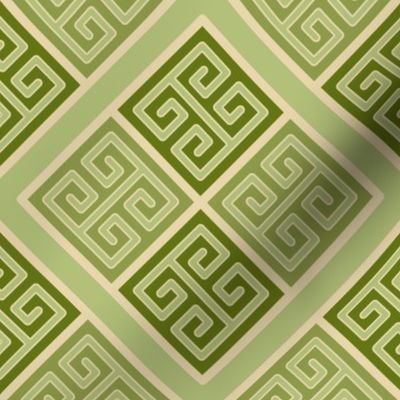 Greek Key Boxes in Muted Greens