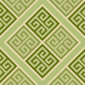 Greek Key Boxes in Muted Greens