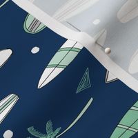 surfboard fabric // surf tropical summer design - navy and mint