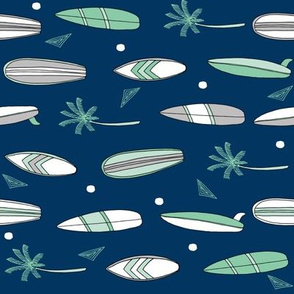 surfboard fabric // surf tropical summer design - navy and mint