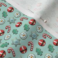 (micro scale) Christmas Sugar Cookies - aqua - holiday C19BS