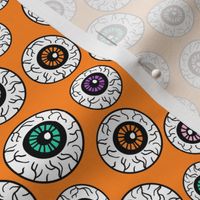 eyeballs fabric - spooky halloween fabric, halloween fabric, eyeballs halloween fabric, creepy fabric, - orange multi