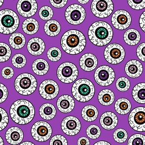 eyeballs fabric - spooky halloween fabric, halloween fabric, eyeballs halloween fabric, creepy fabric, - purple