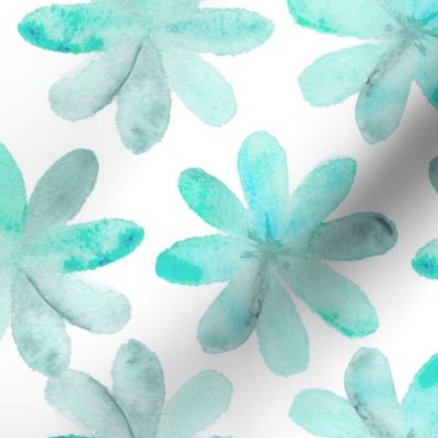 Painted Watercolor Flower – Teal Aqua Mint, Large