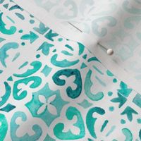 Painted Watercolor Moroccan Tile – Teal Aqua Mint, Small