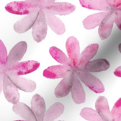 Painted Watercolor Flowers – Magenta Pink, Large