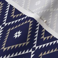 Southwestern Geometric - Navy / White / Beige - Small