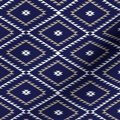 Southwestern Geometric - Navy / White / Beige - Small