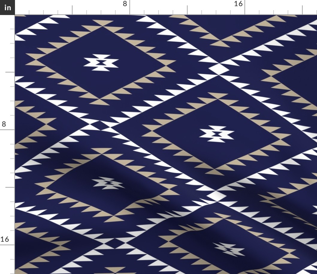 Southwestern Geometric - Navy / White / Beige - Large