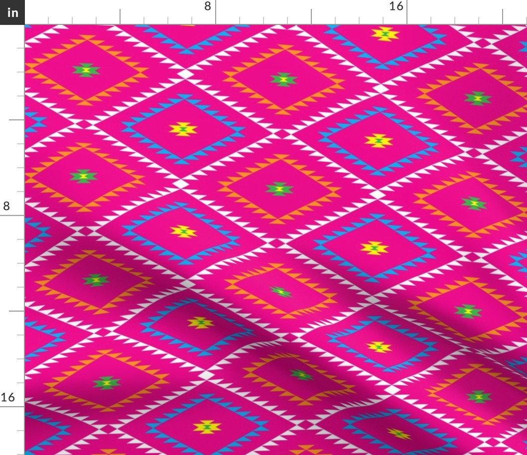 Southwestern Geometric - Pink / Yellow / Green - Medium