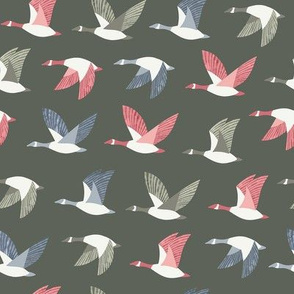 Colorful Flying Geese / Gray-Green 