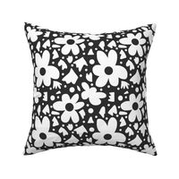 Evening Daisy Chic - white on charcoal grey, small