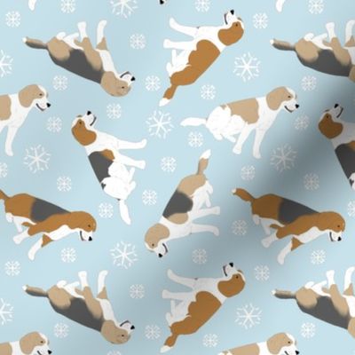 Tiny Beagles - winter snowflakes