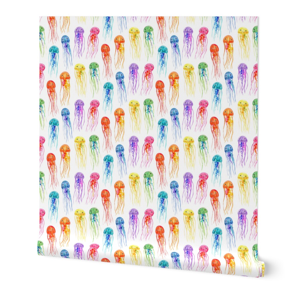 Rainbow Watercolor Jellies on White - small