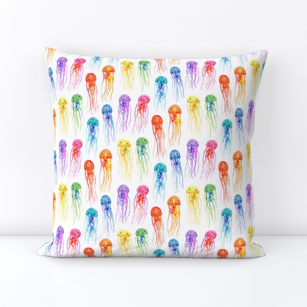 Rainbow Watercolor Jellies on White - small