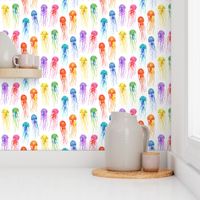 Rainbow Watercolor Jellies on White - small