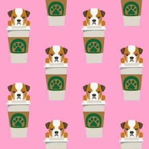 bulldog coffee - cute coffee cup, bulldog coffee, english bulldog puppy, bulldog puppy, cute dog, dog loves coffee -pink