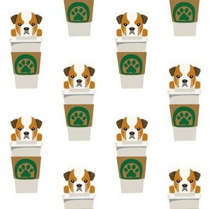 bulldog coffee - cute coffee cup, bulldog coffee, english bulldog puppy, bulldog puppy, cute dog, dog loves coffee - white