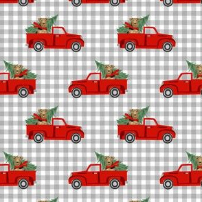 airedale terrier christmas truck holiday fabric - dog christmas fabric, christmas dog, cute dog, airedale fabric - check