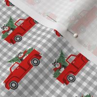 alaskan malamute christmas truck holiday fabric - dog christmas fabric, christmas dog, cute dog, malamute dog fabric - check