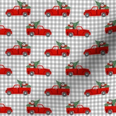 alaskan malamute christmas truck holiday fabric - dog christmas fabric, christmas dog, cute dog, malamute dog fabric - check