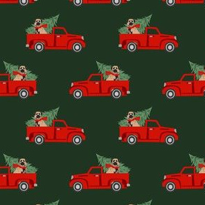 anatolian shepherd dog christmas truck holiday fabric - dog christmas fabric, christmas dog, cute dog, anatoliandog fabric - green