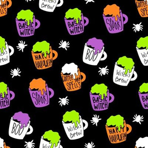 Witches coffee - halloween coffee, basic witch, cute fabric,  halloween fabric, holiday fabric, seasonal fabric - black