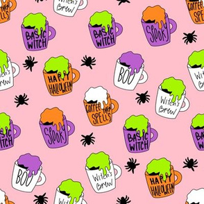 Witches coffee - halloween coffee, basic witch, cute fabric,  halloween fabric, holiday fabric, seasonal fabric - pink