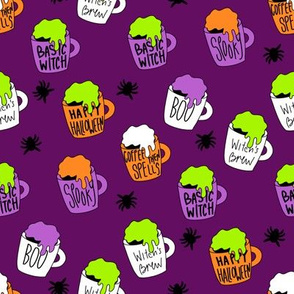 Witches coffee - halloween coffee, basic witch, cute fabric,  halloween fabric, holiday fabric, seasonal fabric -dark purple