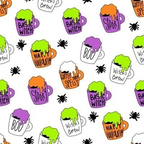 Witches coffee - halloween coffee, basic witch, cute fabric,  halloween fabric, holiday fabric, seasonal fabric - white