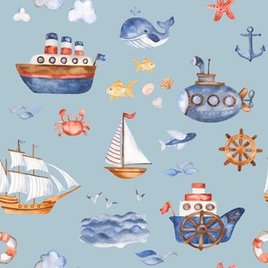 Ships Ahoy // Jungle Mist Blue