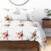 18” Country Floral Pillow Front with dotted cutting lines // Farmington collection, floral 1