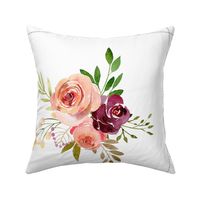 18” Country Floral Pillow Front with dotted cutting lines // Farmington collection, floral 1