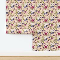 Floral - Plum Purple & Blush Flowers (apricot) Garden Blooms Baby Girl Nursery