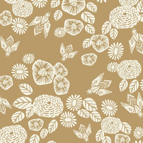 bee garden - spring flowers florals mustard yellow vintage style flowers 6