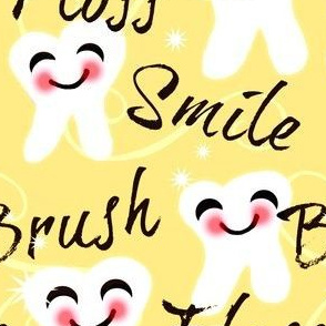 Brush Floss Smile Dental Retro / Yellow    