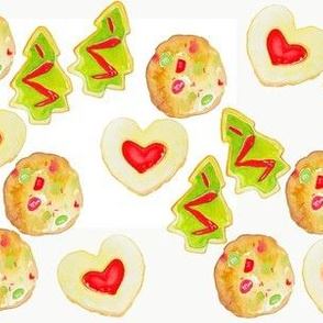 Watercolor Cookie Christmas on White