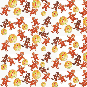Watercolor Gingerbreads on White