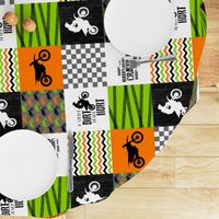 Motocross//Crazy Kid//A little Dirt Never Hurt//Lime&Orange - Wholecloth Cheater Quilt - Rotated