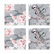 Chinoiserie birds in grey rotated