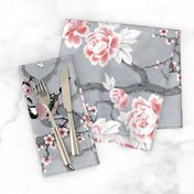 Chinoiserie birds in grey rotated